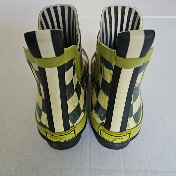 MacKenzie-Childs Courtly Check Short Ankle Rain Boots - Picture 8 of 13